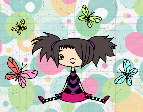 Niña con mariposas