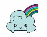 Nube con arco iris kawaii