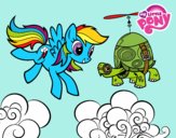 Dibujo Rainbow Dash y la tortuga tanque pintado por itsoihane