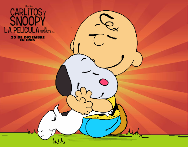 Snoopy y Carlitos abrazados