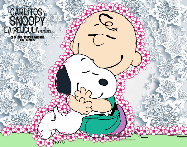 Snoopy y Carlitos abrazados