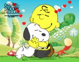 Snoopy y Carlitos abrazados