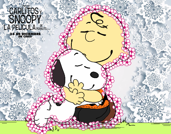 Snoopy y Carlitos abrazados