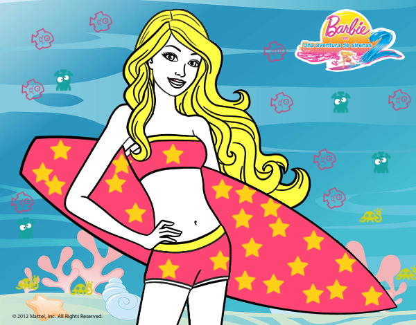 Barbie con tabla de surf