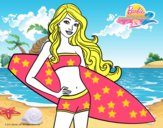 Barbie con tabla de surf