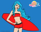 Barbie con tabla de surf