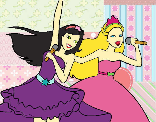 Barbie y la princesa cantando