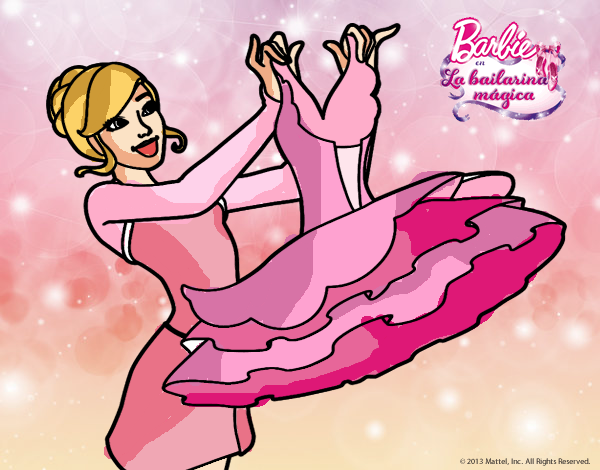 Dibujo Barbie y su vestido de ballet pintado por mangli