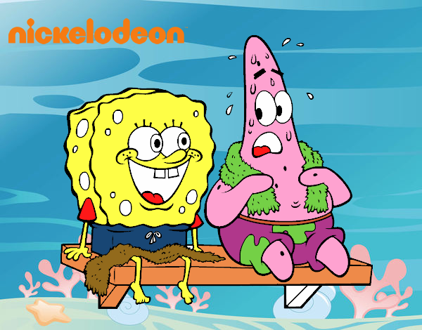 Bob Esponja y Patricio en bañador