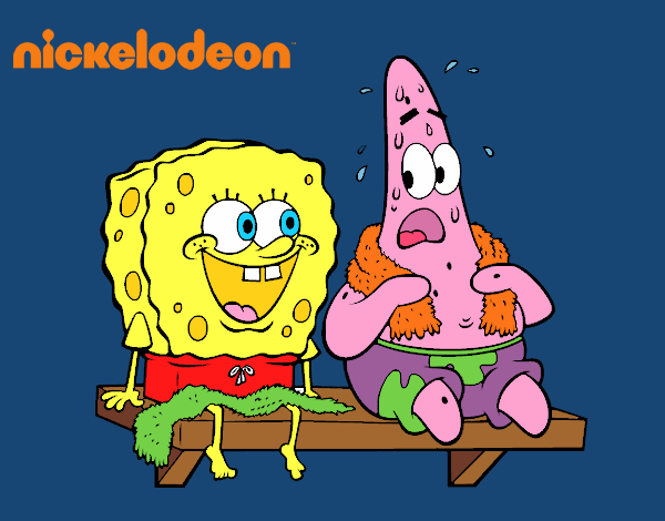 Bob Esponja y Patricio en bañador