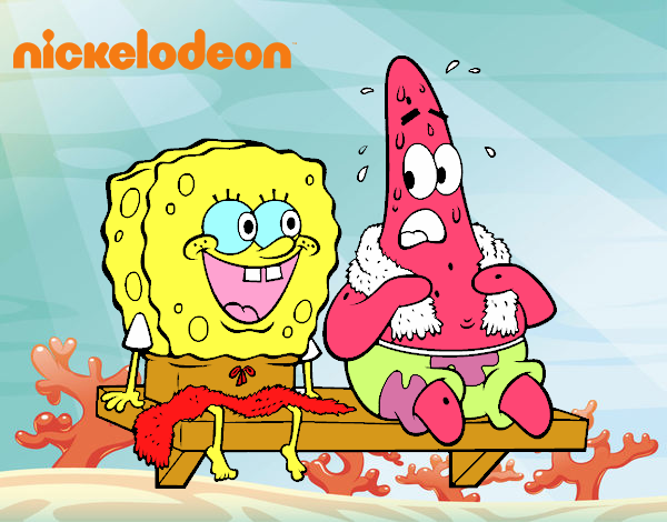 Bob Esponja y Patricio en bañador