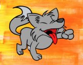 Dibujo Coyote riendo pintado por meibol