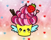 Cupcake kawaii con fresa