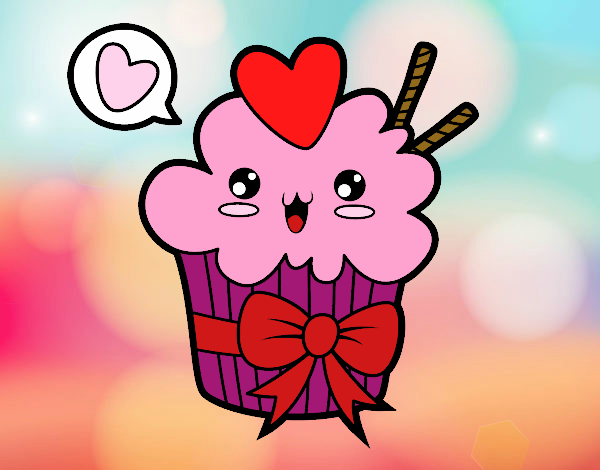 Cupcake kawaii con lazo