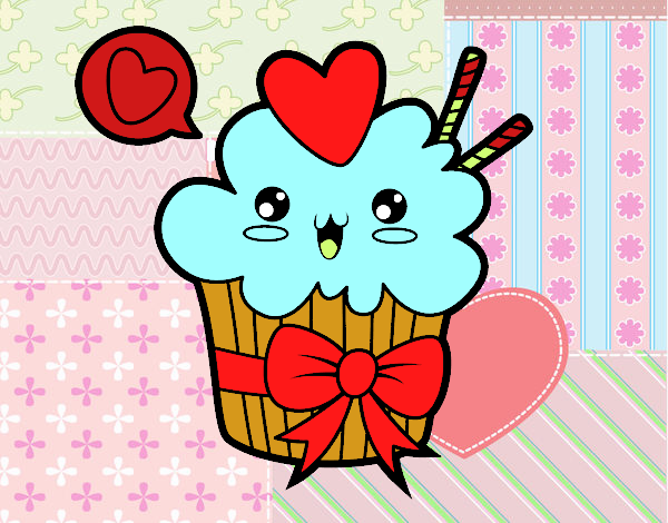 Cupcake kawaii con lazo