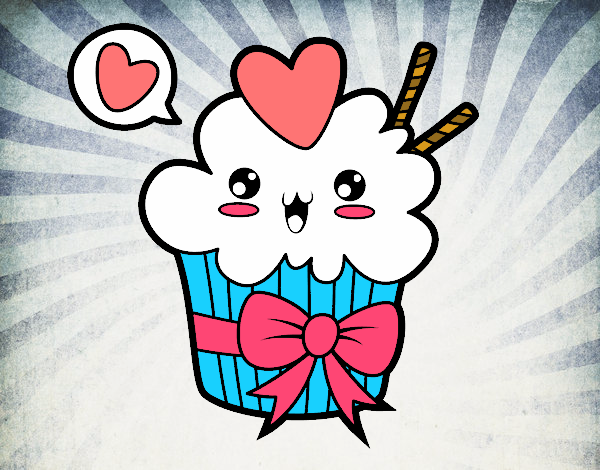 Cupcake kawaii con lazo