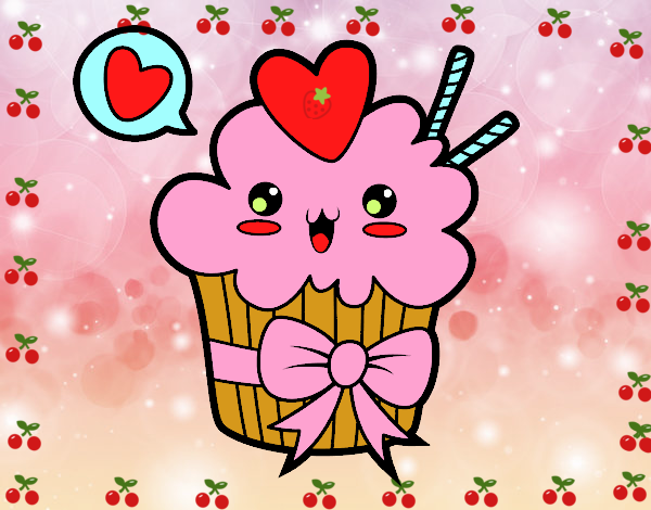 Cupcake kawaii con lazo