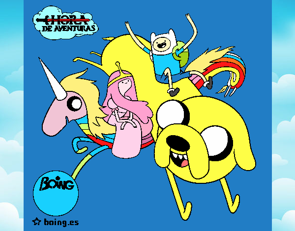 finn,jake,chicle y lady arcoiris