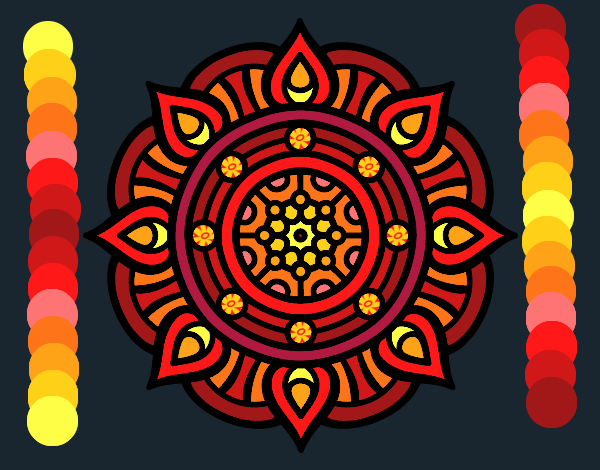 Dibujo Mandala puntos de fuego pintado por queyla
