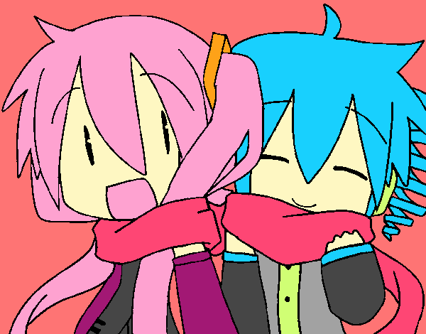 Miku y Len con bufanda