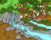 Dibujo Paisaje de bosque con un río pintado por gaston14