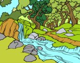 Dibujo Paisaje de bosque con un río pintado por martanoemi