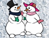 Pareja de muñecos de nieve