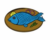 Dibujo Plato de pescado pintado por yolimola