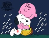 Snoopy y Carlitos abrazados