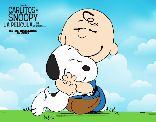 Snoopy y Carlitos abrazados