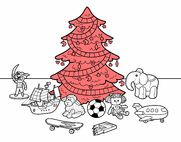 Árbol de Navidad y juguetes