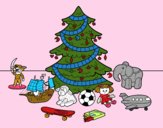 Árbol de Navidad y juguetes