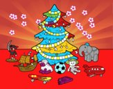 Dibujo Árbol de Navidad y juguetes pintado por J1z5m3