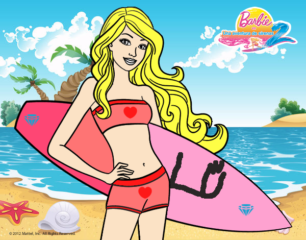 Barbie con tabla de surf