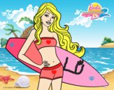 Barbie con tabla de surf