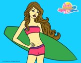 Barbie con tabla de surf