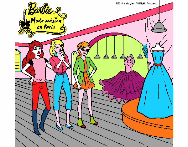 Dibujo Barbie mirando vestidos pintado por gracee