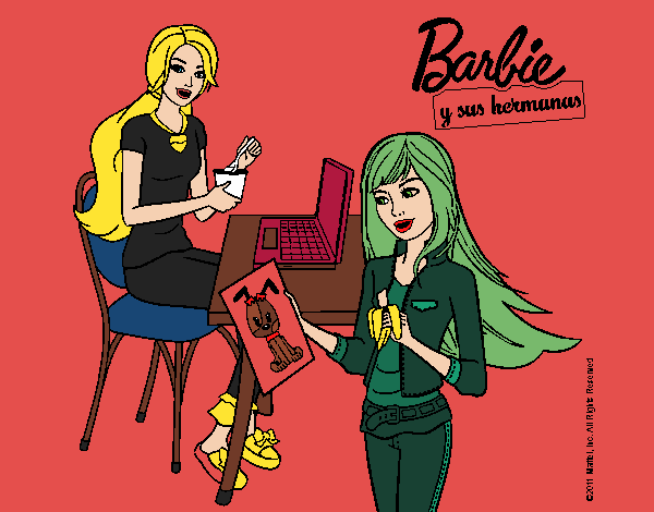 Barbie y su hermana merendando