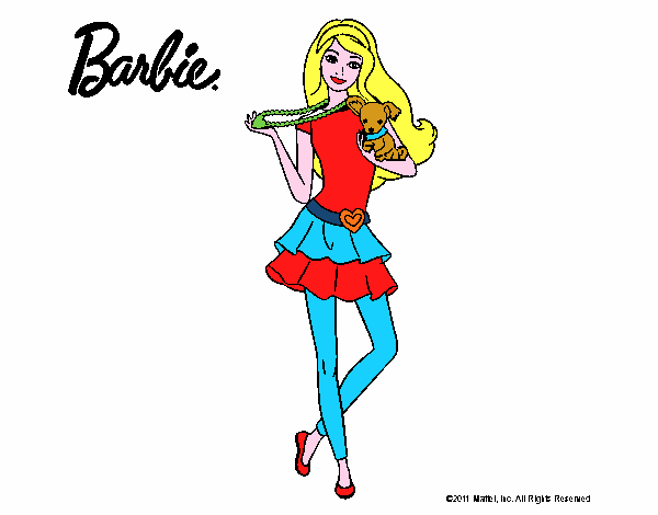 Dibujo Barbie y su mascota pintado por gracee