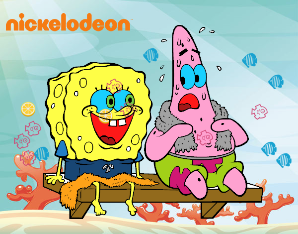 Bob Esponja y Patricio en bañador