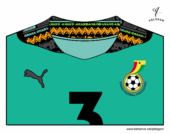 Camiseta del mundial de fútbol 2014 de Ghana