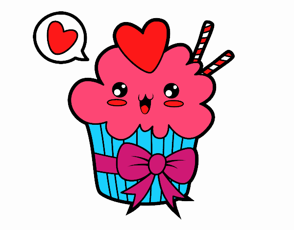 Cupcake kawaii con lazo