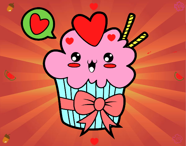 Cupcake kawaii con lazo