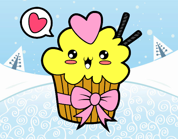 Cupcake kawaii con lazo