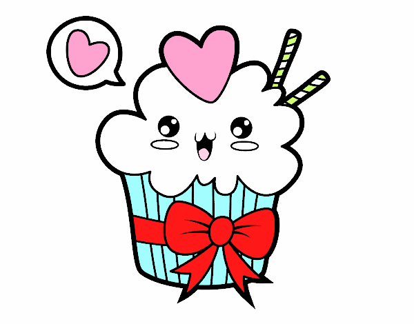 Cupcake kawaii con lazo