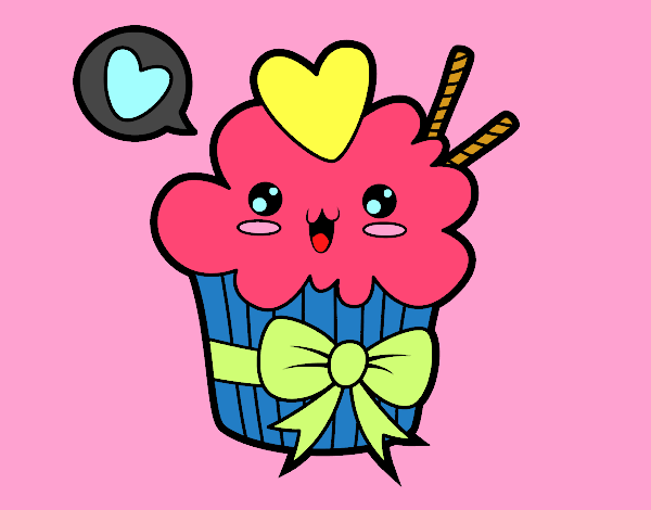 Cupcake kawaii con lazo