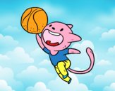 Gato jugando a baloncesto