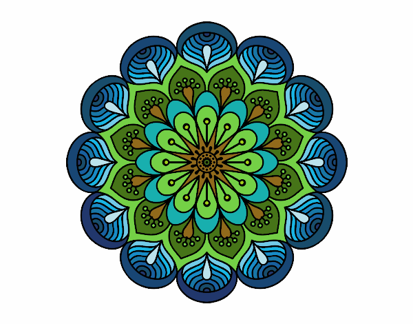 Dibujo Mandala flor y hojas pintado por brendibu