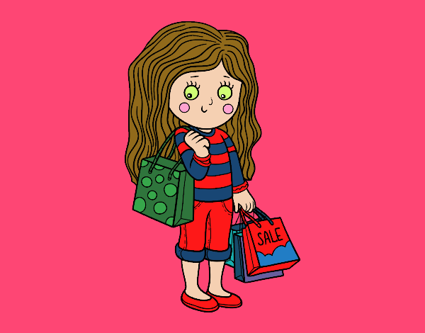 Niña con compras de verano