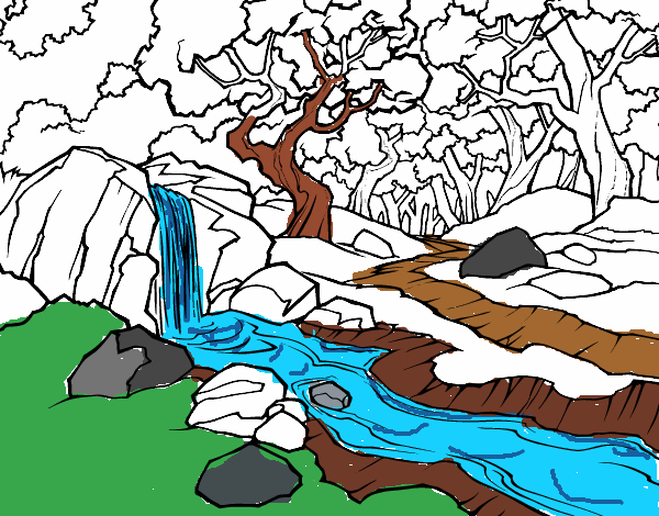 Dibujo De Paisaje De Bosque Con Un Río Pintado Por Valcarrera En ...